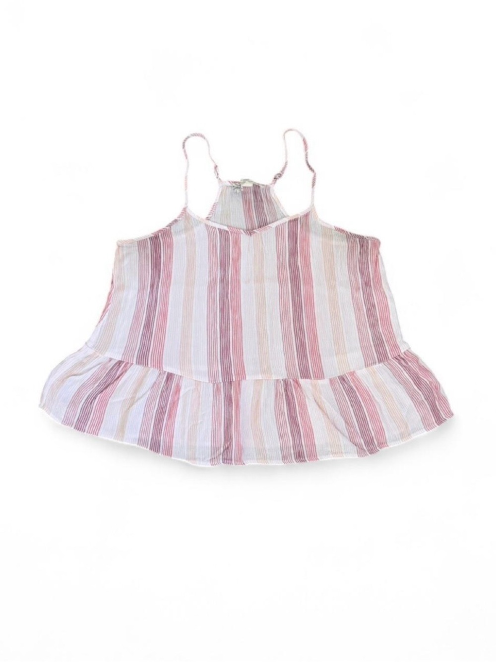 Pink Republic Pink & White Striped Ruffle Cami